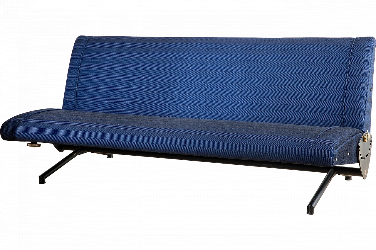 D70 blue fabric and steel sofa by O. Borsani for Tecno, 1956 13