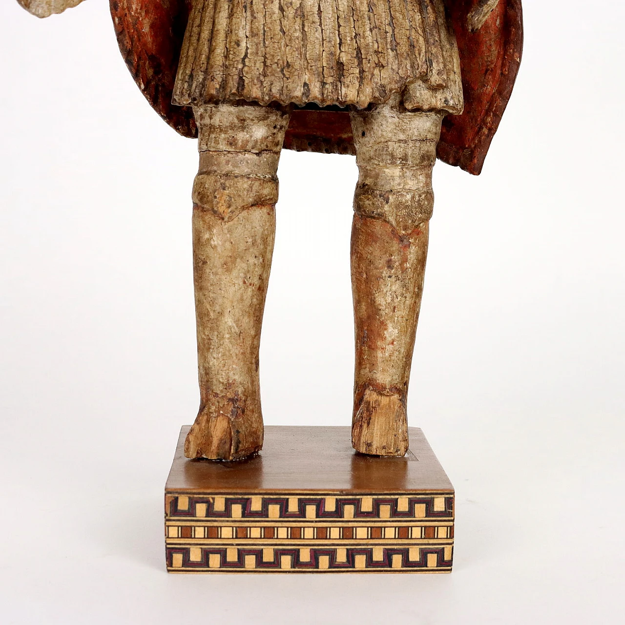 Roman soldier, painted and lacquered wooden sculpture, 18th century 5