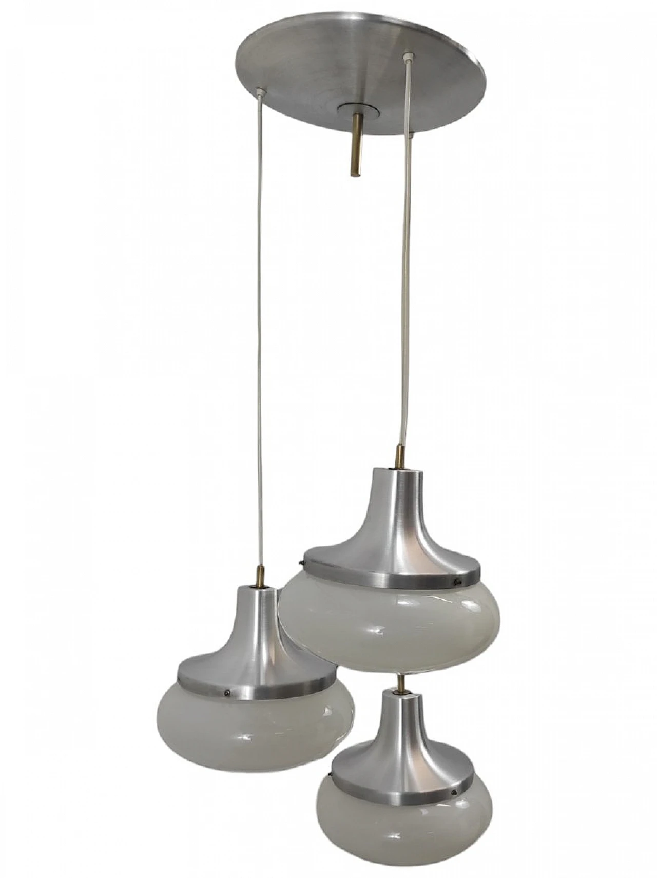 3-Light chandelier in metal & glass by Stilux Milano, 1980s 1