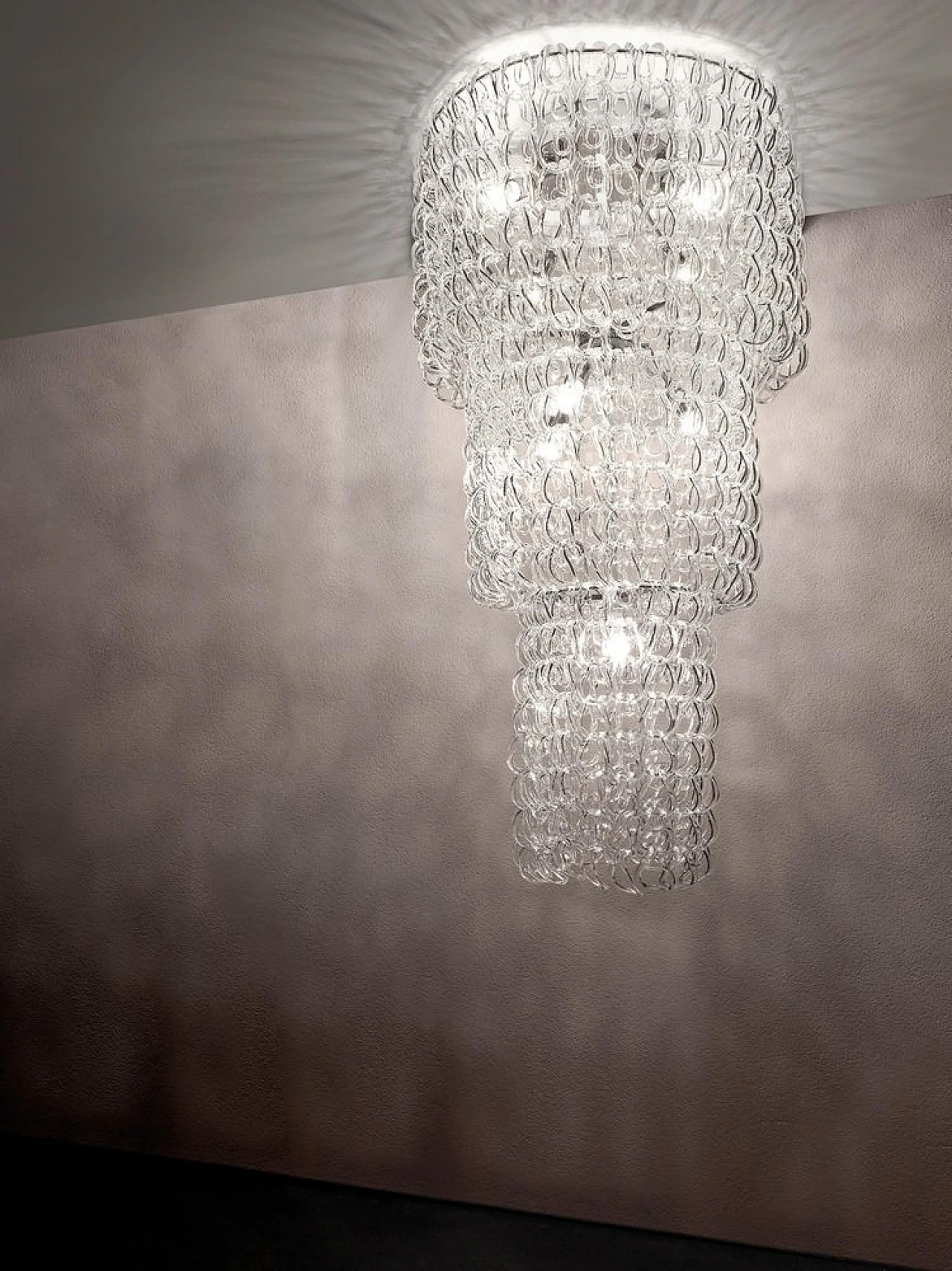 Giogali chandelier in glass & iron by Mangiarotti for Vistosi, 1990s 2