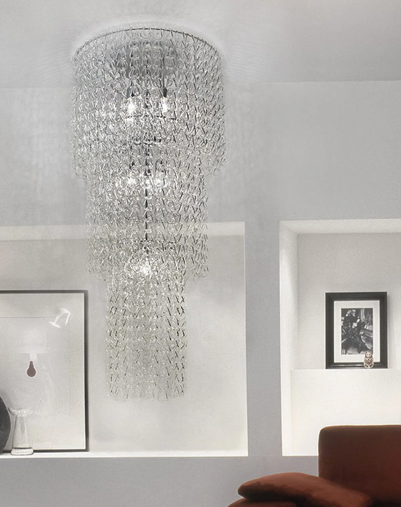 Giogali chandelier in glass & iron by Mangiarotti for Vistosi, 1990s 5