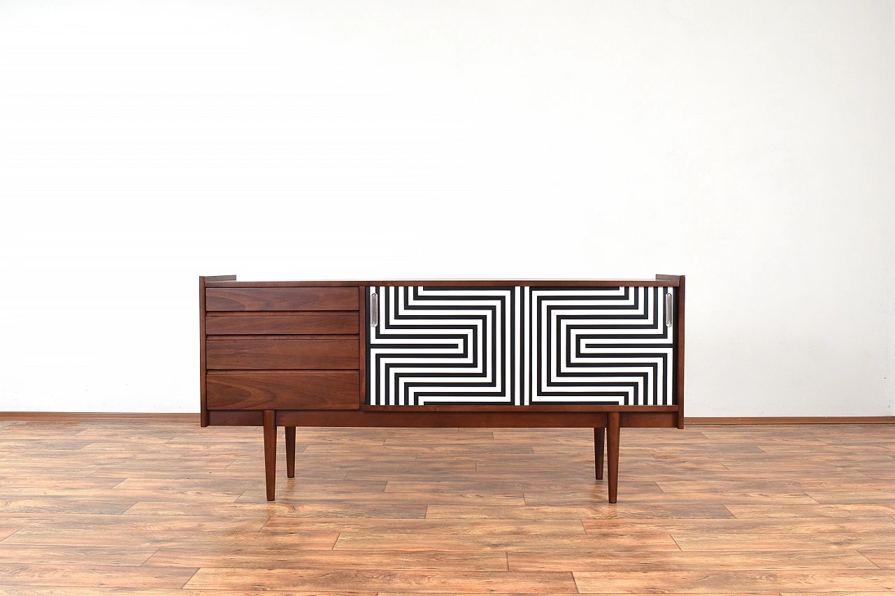 Painted walnut sideboard by Bytomskie Fabryki Mebli, 1960s 1