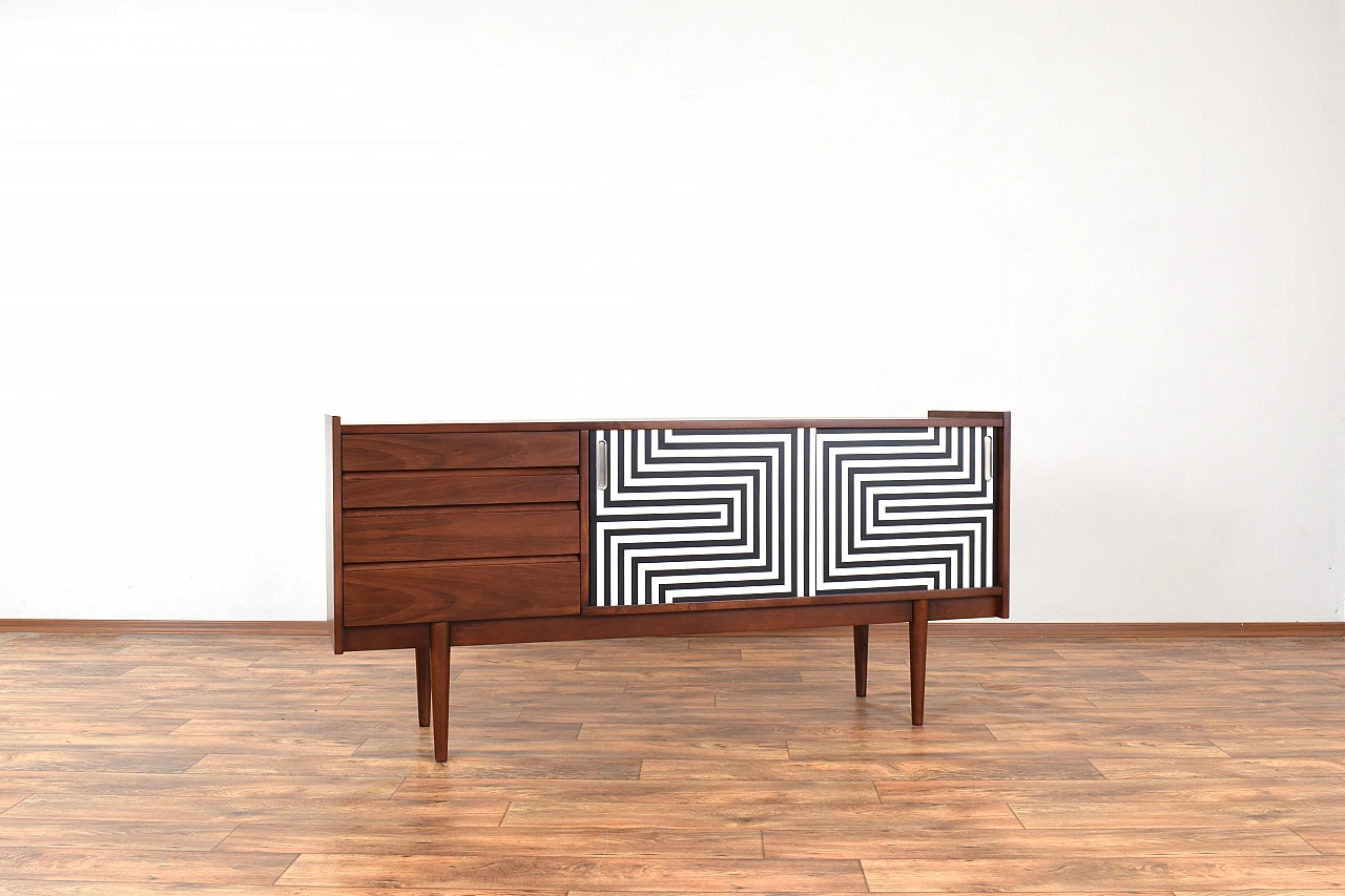 Painted walnut sideboard by Bytomskie Fabryki Mebli, 1960s 4