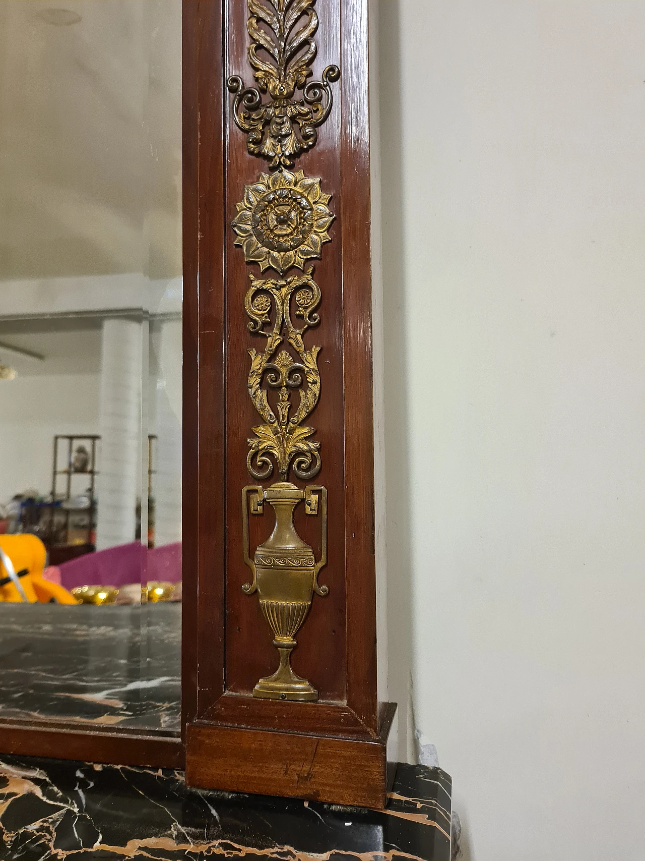 Empire console with mirror & portoro marble top, 19th century 7