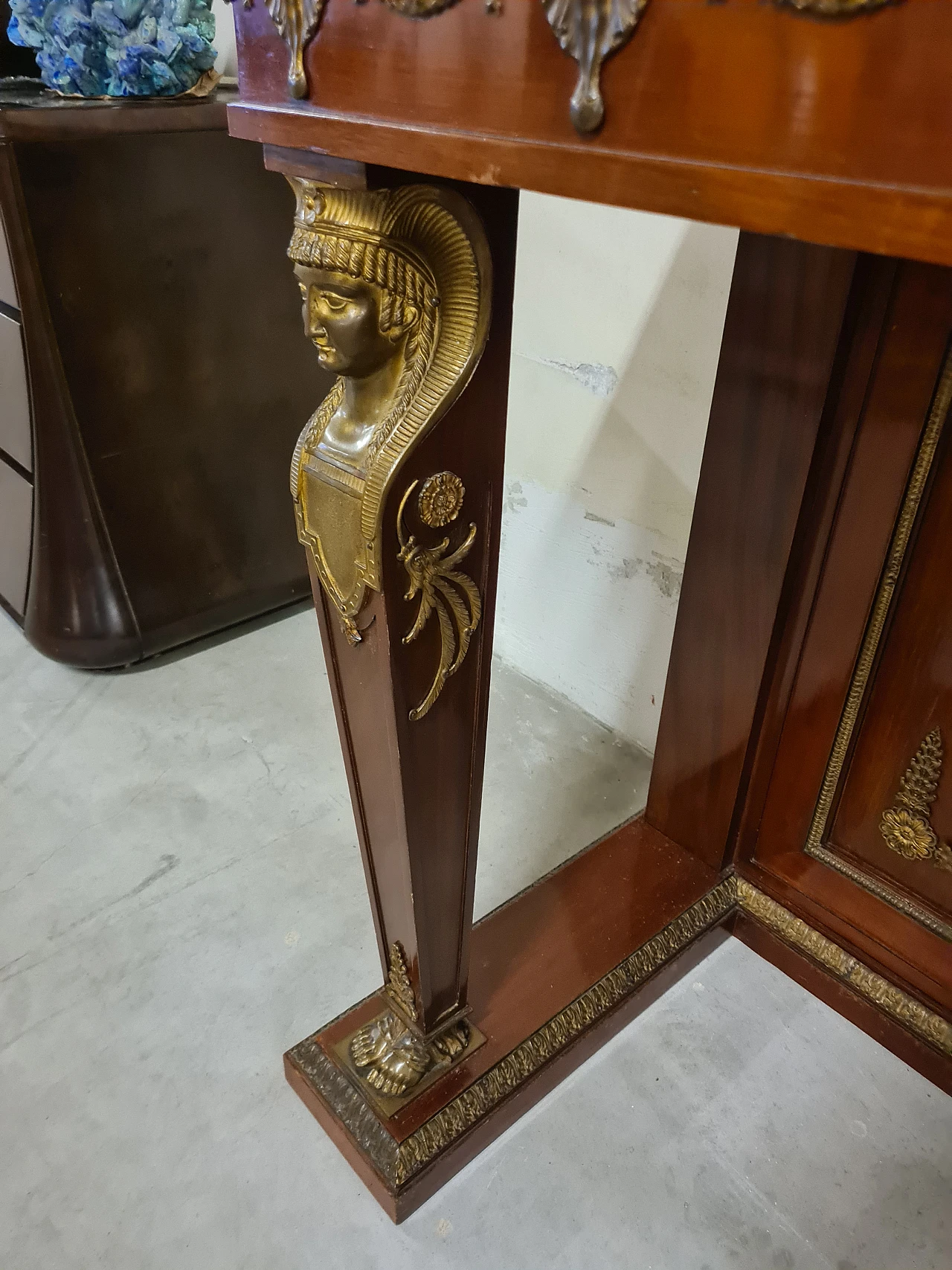 Empire console with mirror & portoro marble top, 19th century 12