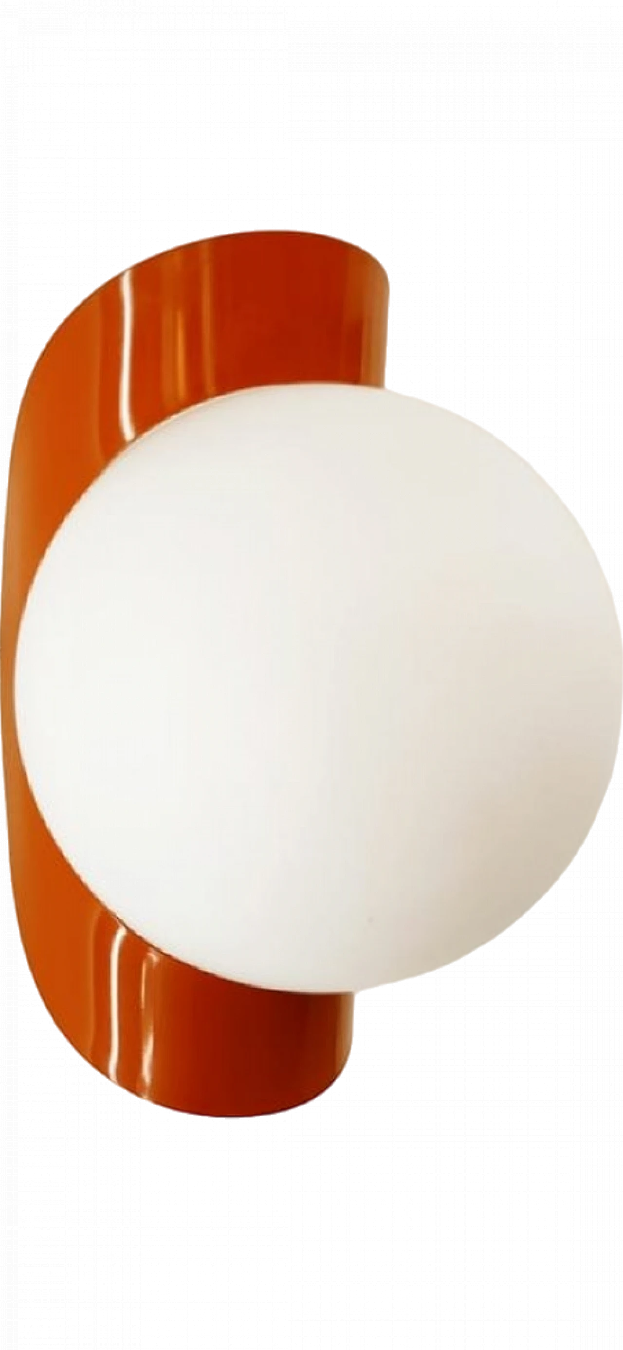 Wall light with glass sphere & orange metal band, 1970s 9