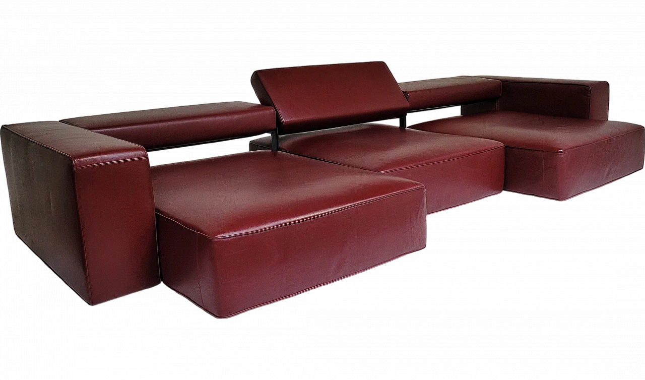 Andy '13 sofa in burgundy leather by Paolo Piva for B&B Italia, 2000s 15