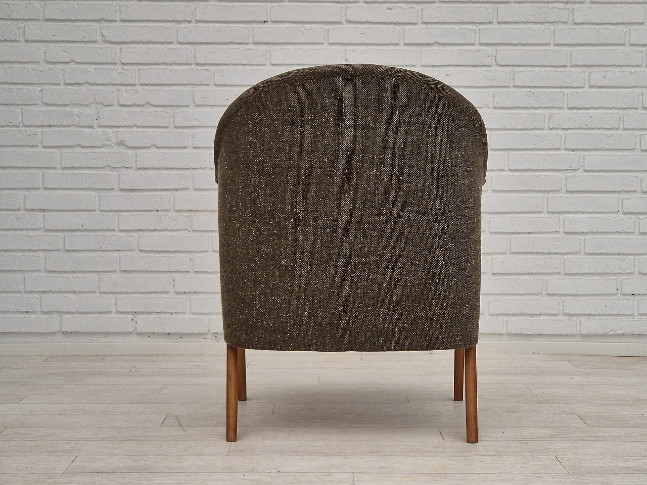 Danish armchair in teak with grey cotton & wool fabric covering, 1960s 5