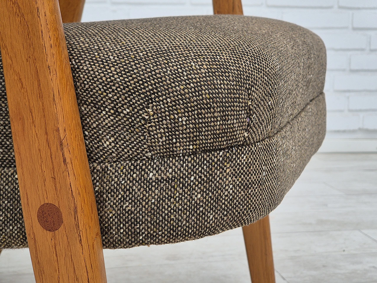 Danish armchair in teak with grey cotton & wool fabric covering, 1960s 9