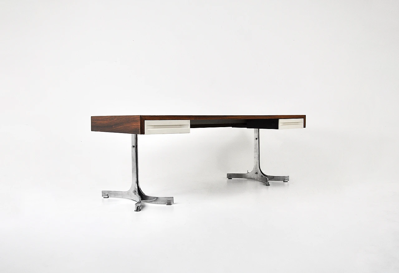 Wooden desk with drawers by Trau Arredamenti Metallici S.P.A, 1960s 1