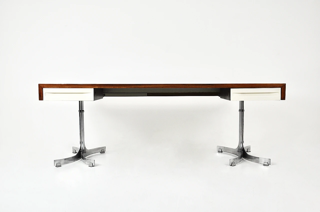 Wooden desk with drawers by Trau Arredamenti Metallici S.P.A, 1960s 3