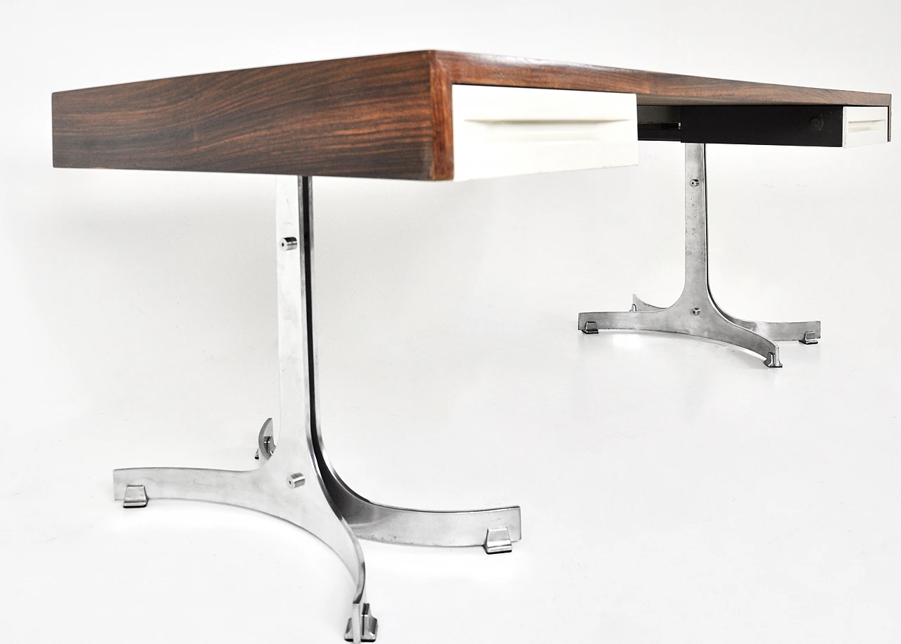 Wooden desk with drawers by Trau Arredamenti Metallici S.P.A, 1960s 5