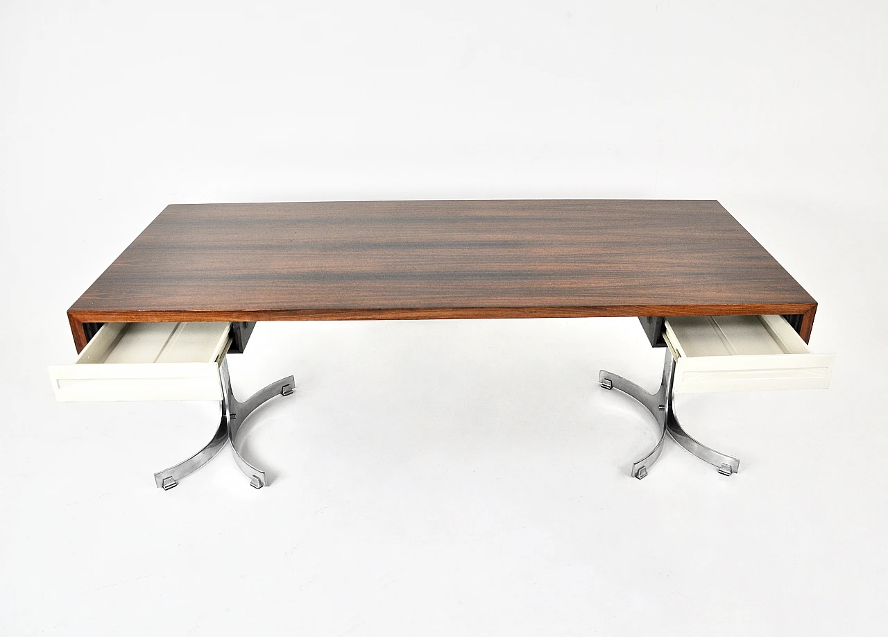 Wooden desk with drawers by Trau Arredamenti Metallici S.P.A, 1960s 7