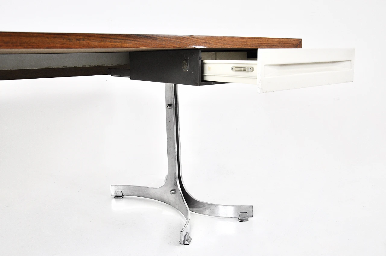 Wooden desk with drawers by Trau Arredamenti Metallici S.P.A, 1960s 8