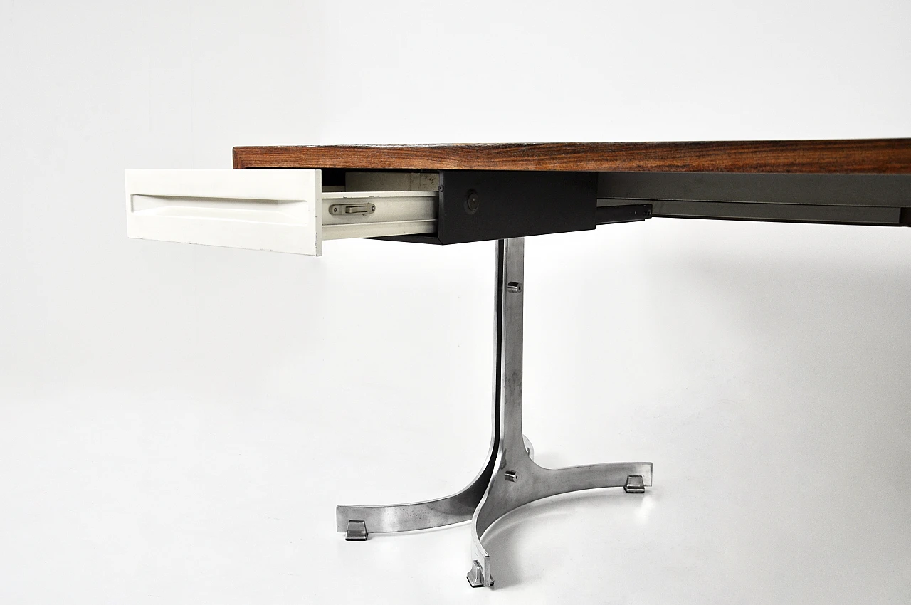 Wooden desk with drawers by Trau Arredamenti Metallici S.P.A, 1960s 9