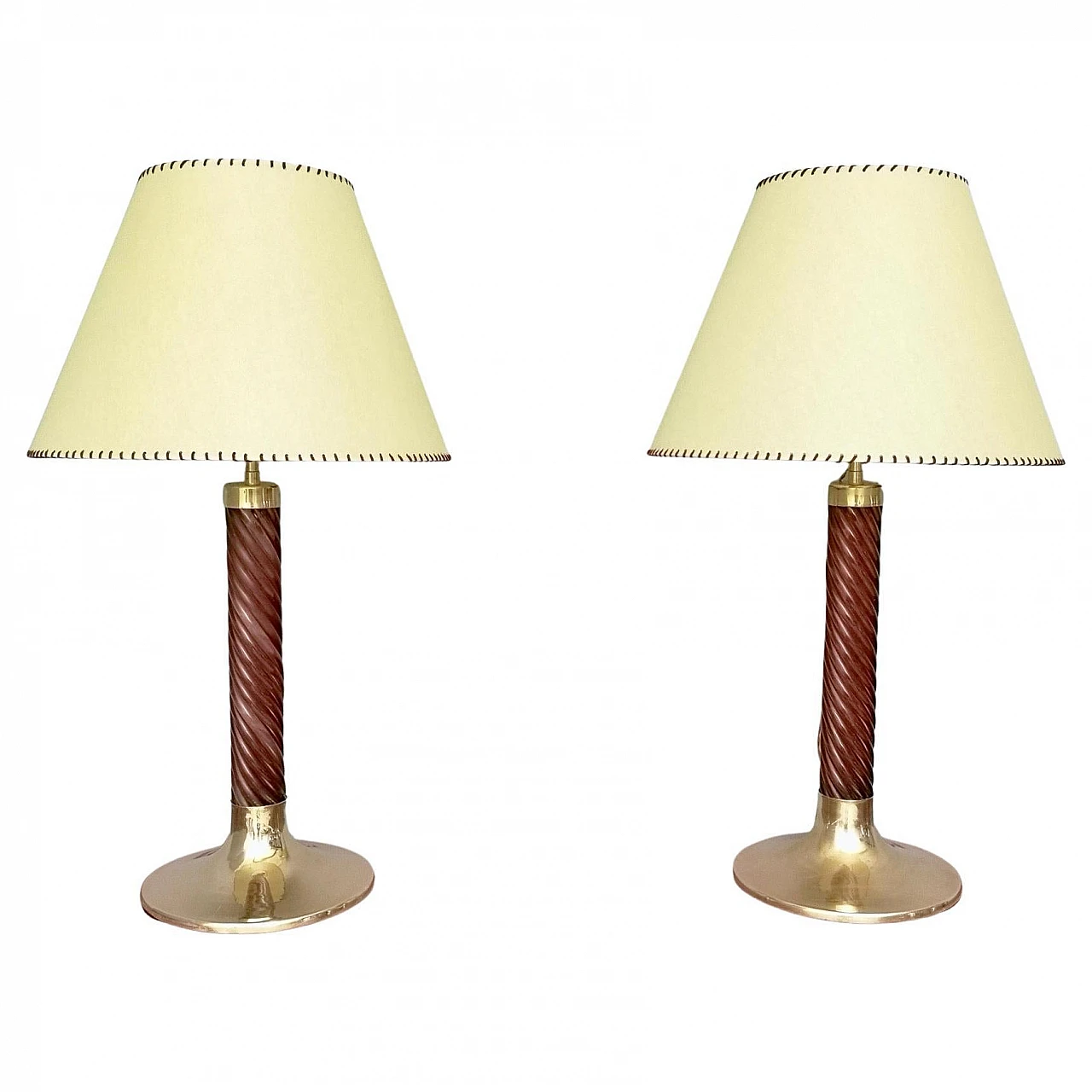 Pair of plexiglass and brass lamps by F. Loffredo, 1980s 1