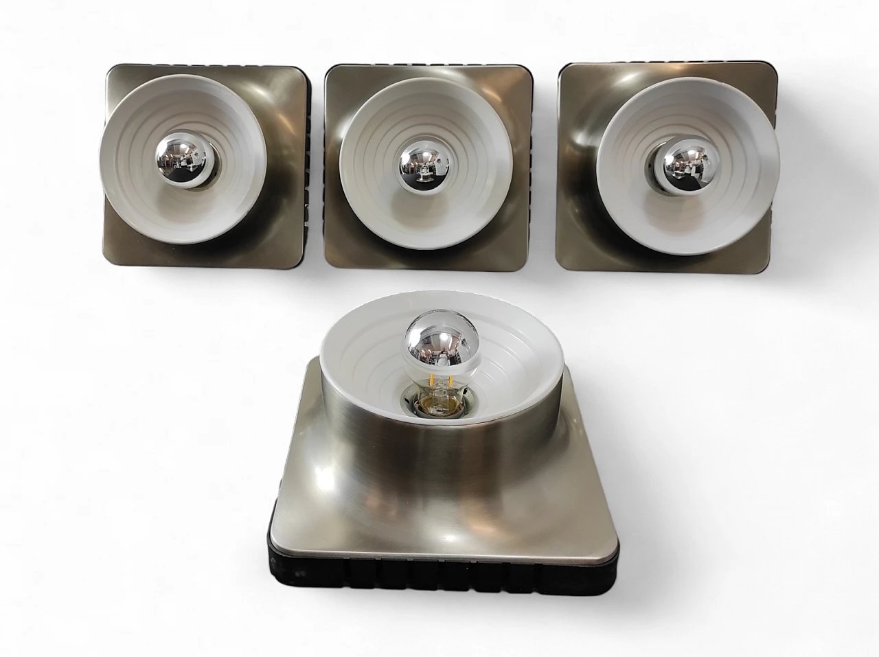 4 Aluminium wall lights by Targetti, 1970s 10