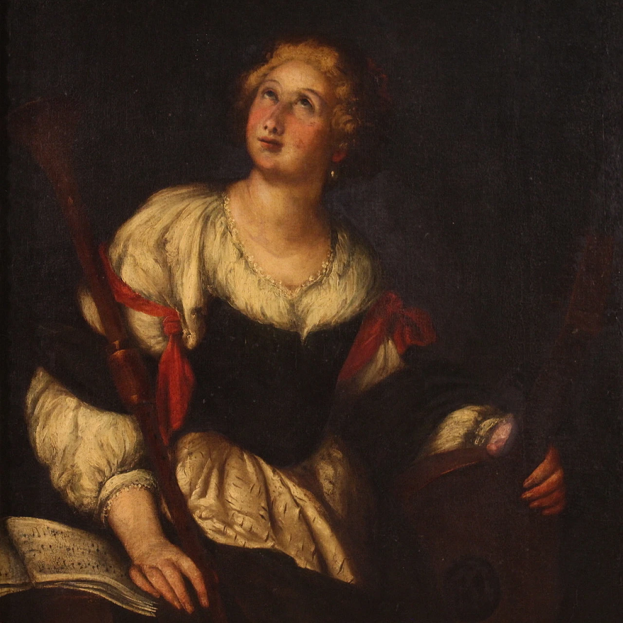 Attributed to Strozzi, Allegory of music, oil on canvas, 17th century 2