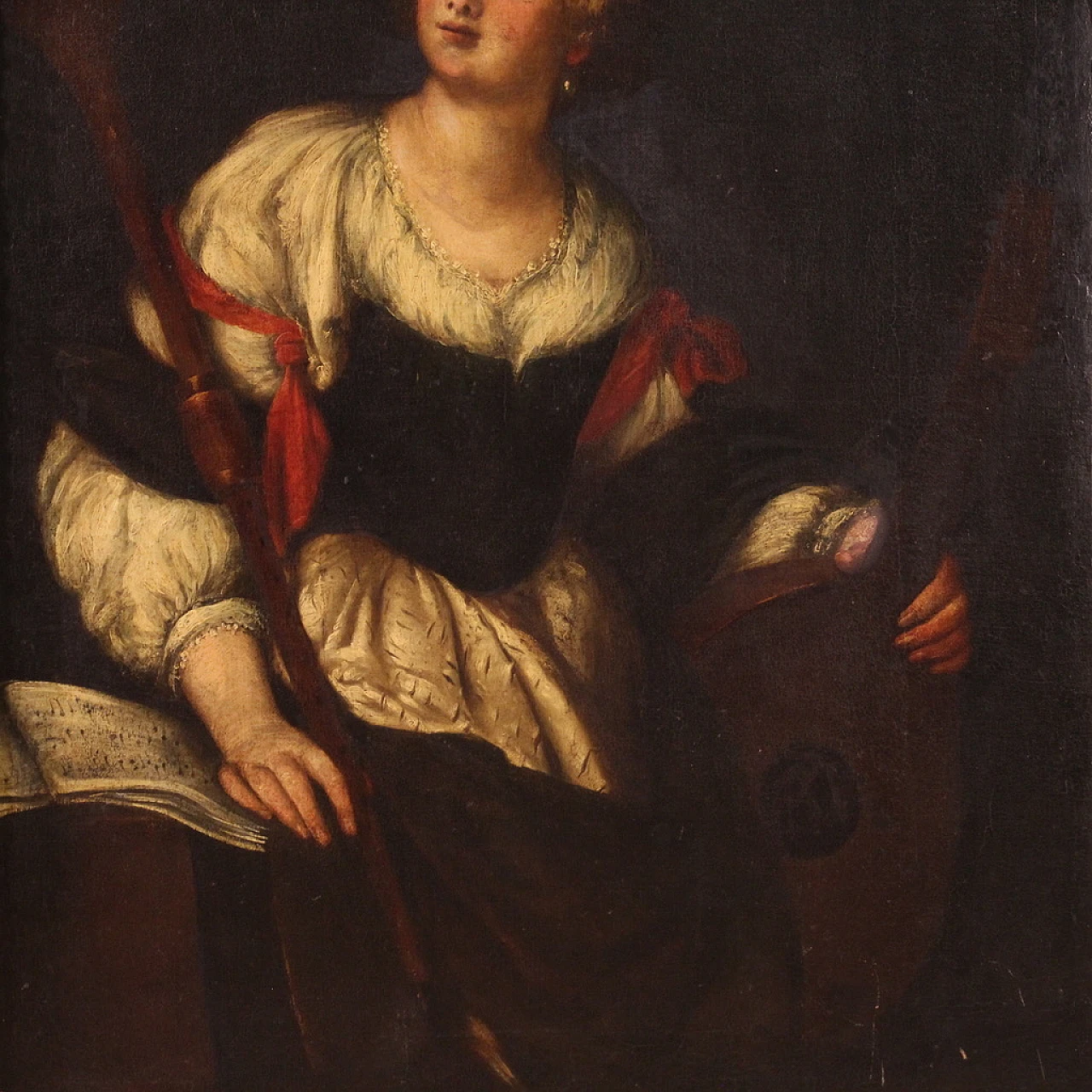 Attributed to Strozzi, Allegory of music, oil on canvas, 17th century 4