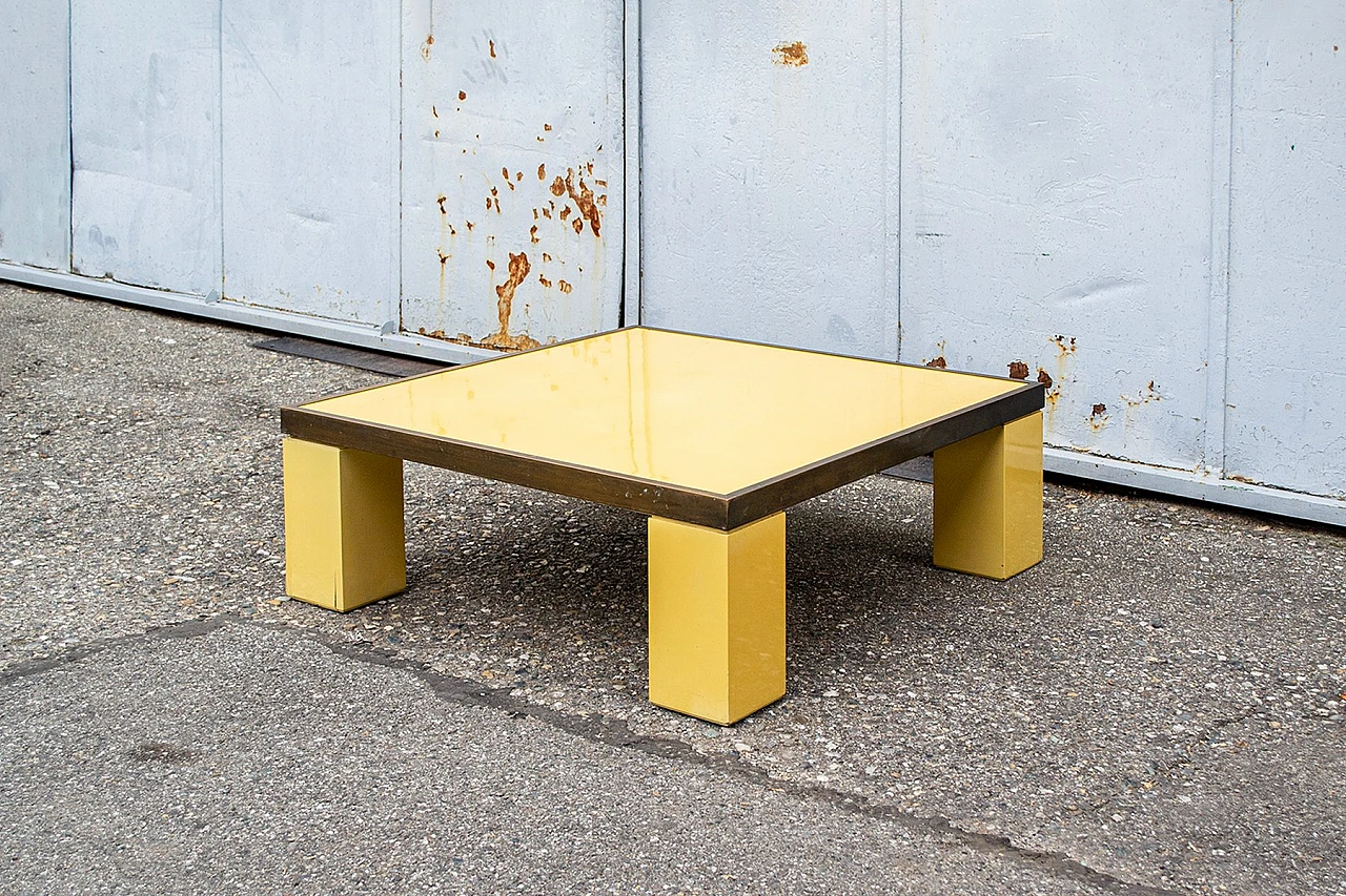 Wood, formica and brass coffee table by Antonio Pavia, 1970s 1