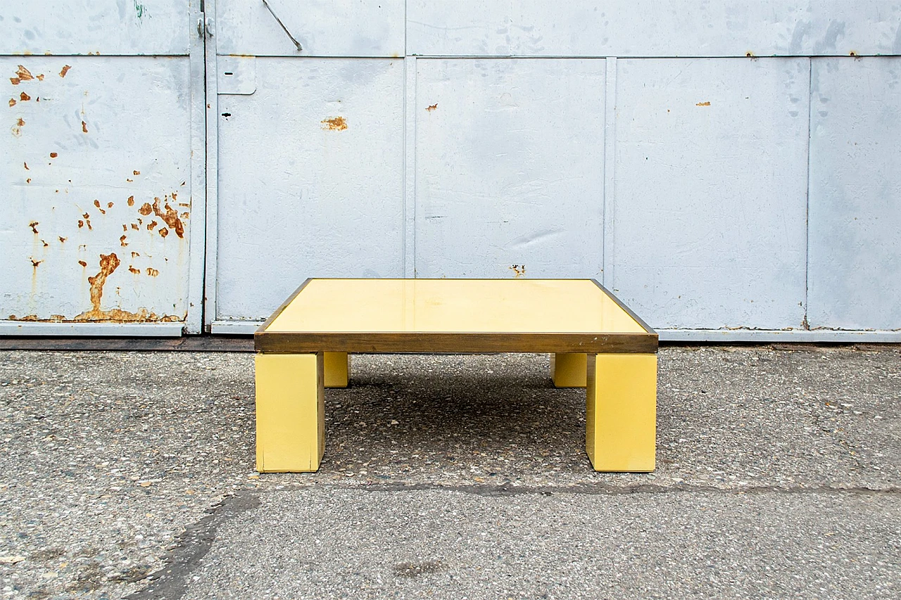 Wood, formica and brass coffee table by Antonio Pavia, 1970s 2