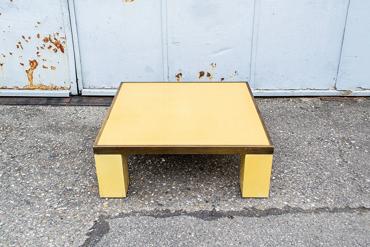 Wood, formica and brass coffee table by Antonio Pavia, 1970s 3