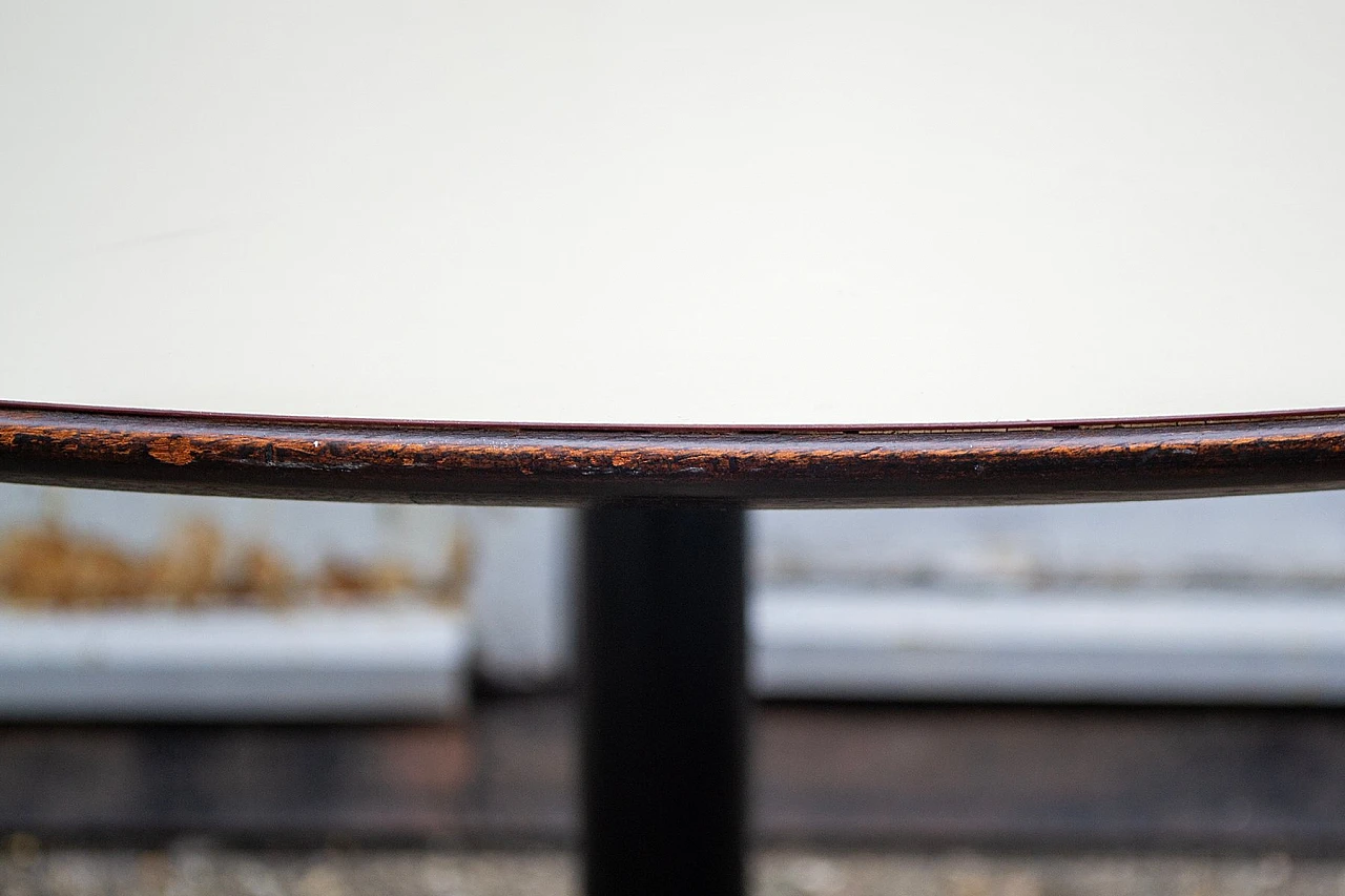 Wood and brass round table, 1950s 4