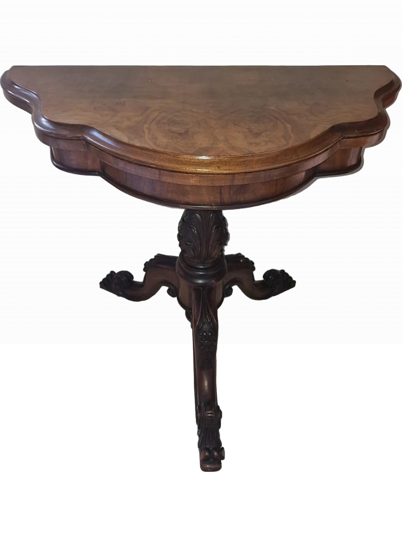 Victorian walnut and briar-root folding game table, 19th century 11