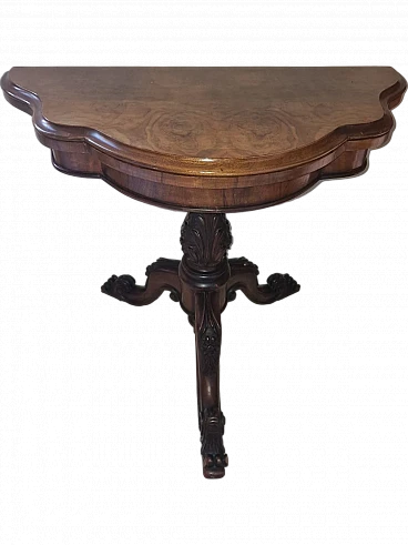 Victorian walnut and briar-root folding game table, 19th century