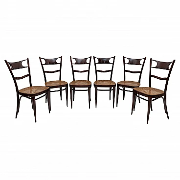 6 Chairs in bent beech by Sautto & Liberale, 1930s