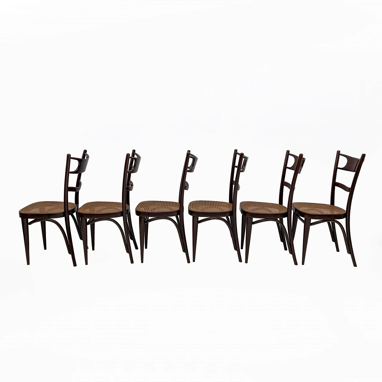 6 Chairs in bent beech by Sautto & Liberale, 1930s 5