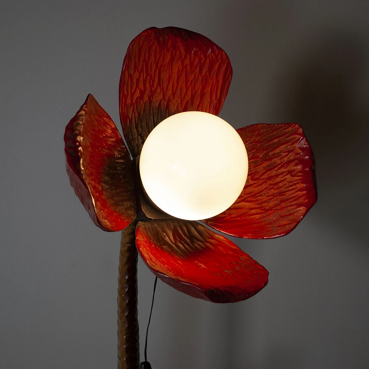 Floor lamp in inlaid and lacquered wood, 1960s 4