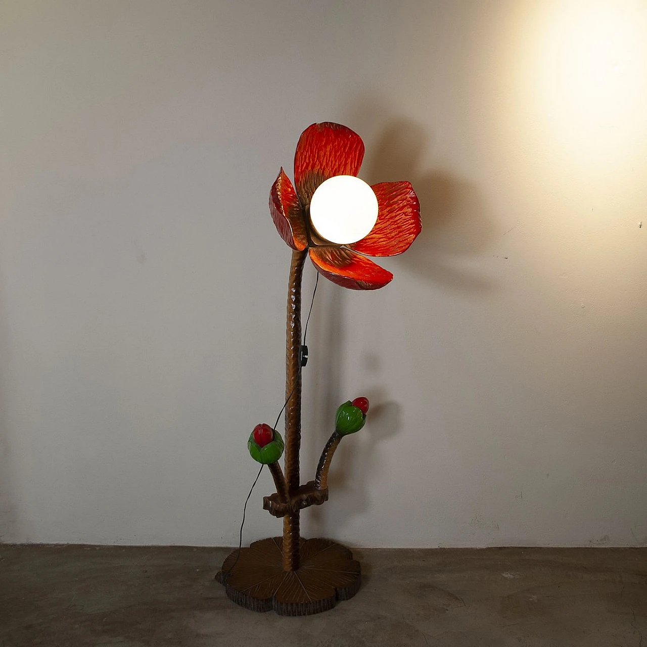 Floor lamp in inlaid and lacquered wood, 1960s 7