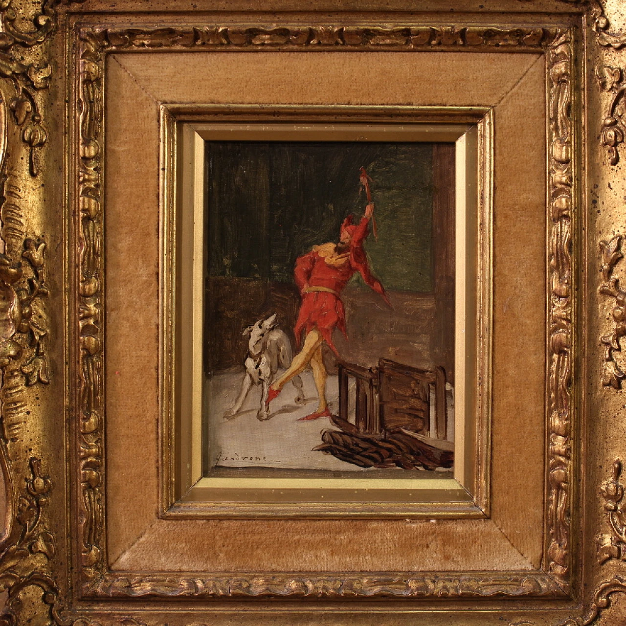 Attributed to Quadrone, Dancing jester, oil on canvas, 19th century 3