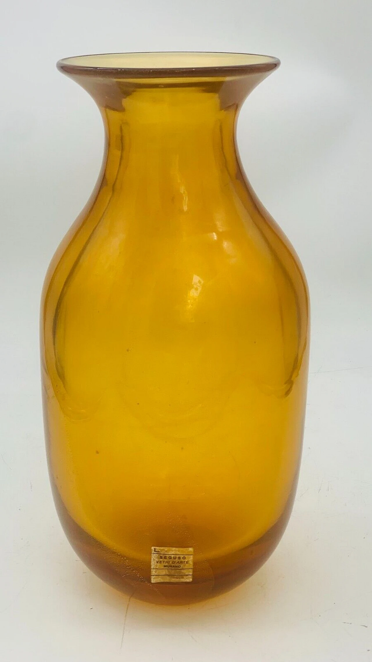 Orange and gilded Murano glass vase by Seguso, 1950s 1