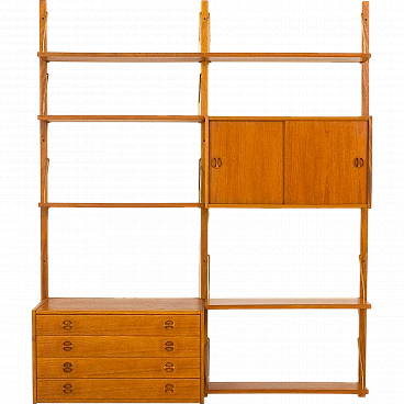 Hanging teak bookcase in the style of Poul Cadovius, 1960s