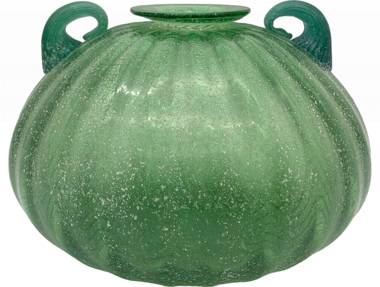 Green scavo Murano glass vase attributed to Seguso, 1980s 2