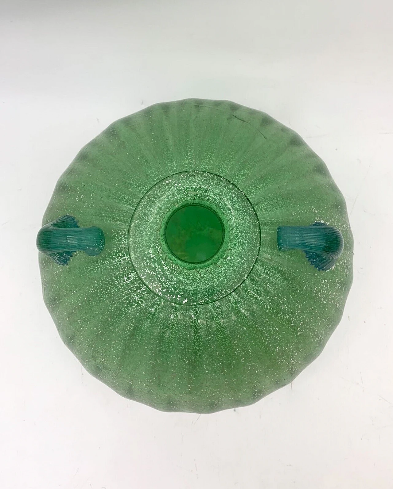 Green scavo Murano glass vase attributed to Seguso, 1980s 4