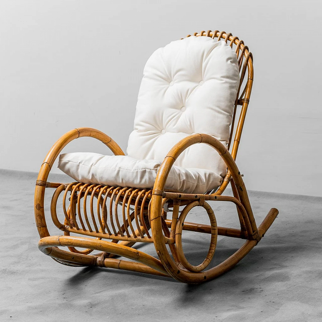 Pair of bamboo rocking chairs attributed to Dirk van Sliedregt, 1970s 8