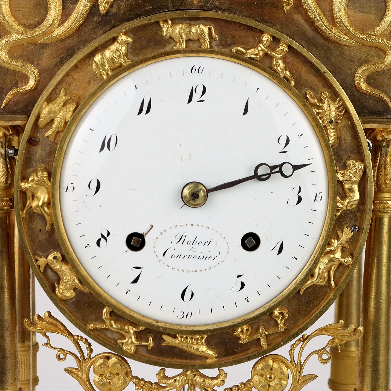 Orologio da tavolo in bronzo dorato di Robert & Courvoisier, '800 5