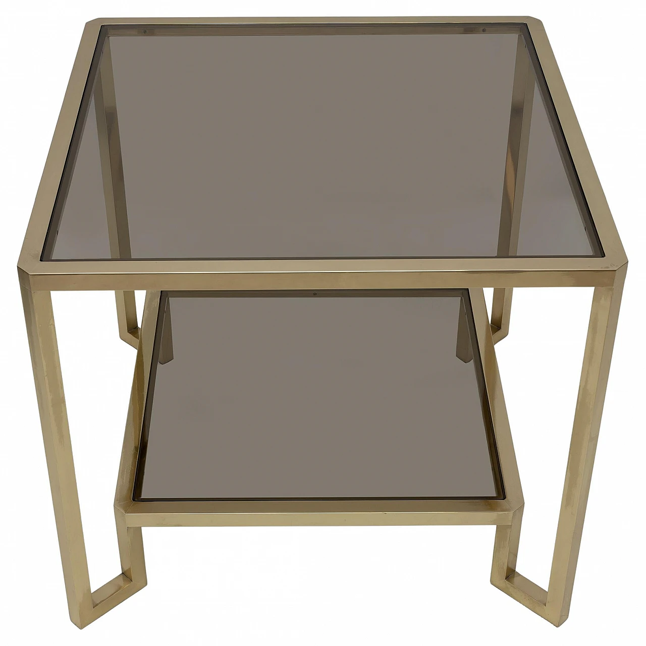 Brass and glass coffee table by Guy Lefevre for Maison Jansen, 1970s 1