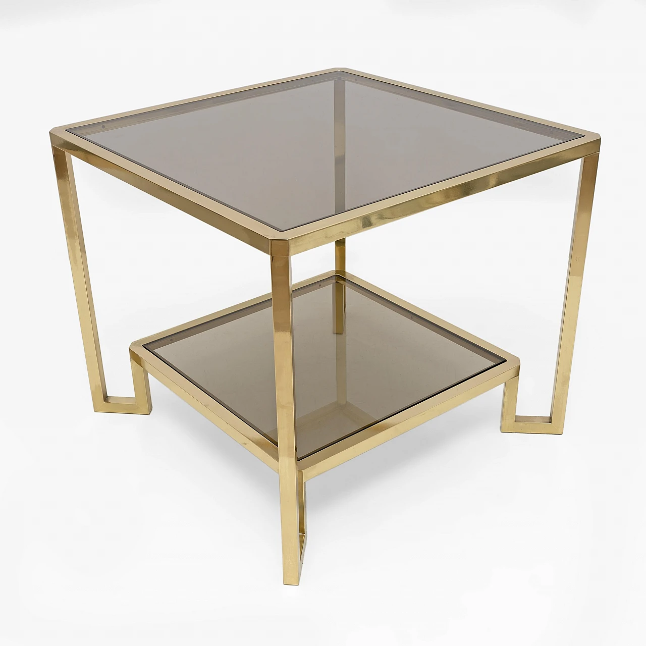 Brass and glass coffee table by Guy Lefevre for Maison Jansen, 1970s 2