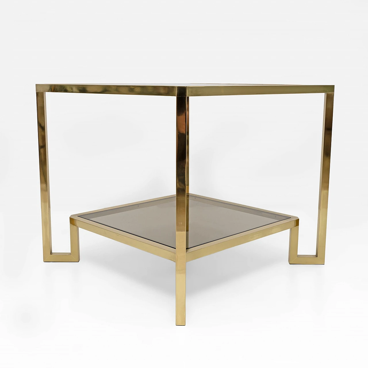 Brass and glass coffee table by Guy Lefevre for Maison Jansen, 1970s 5