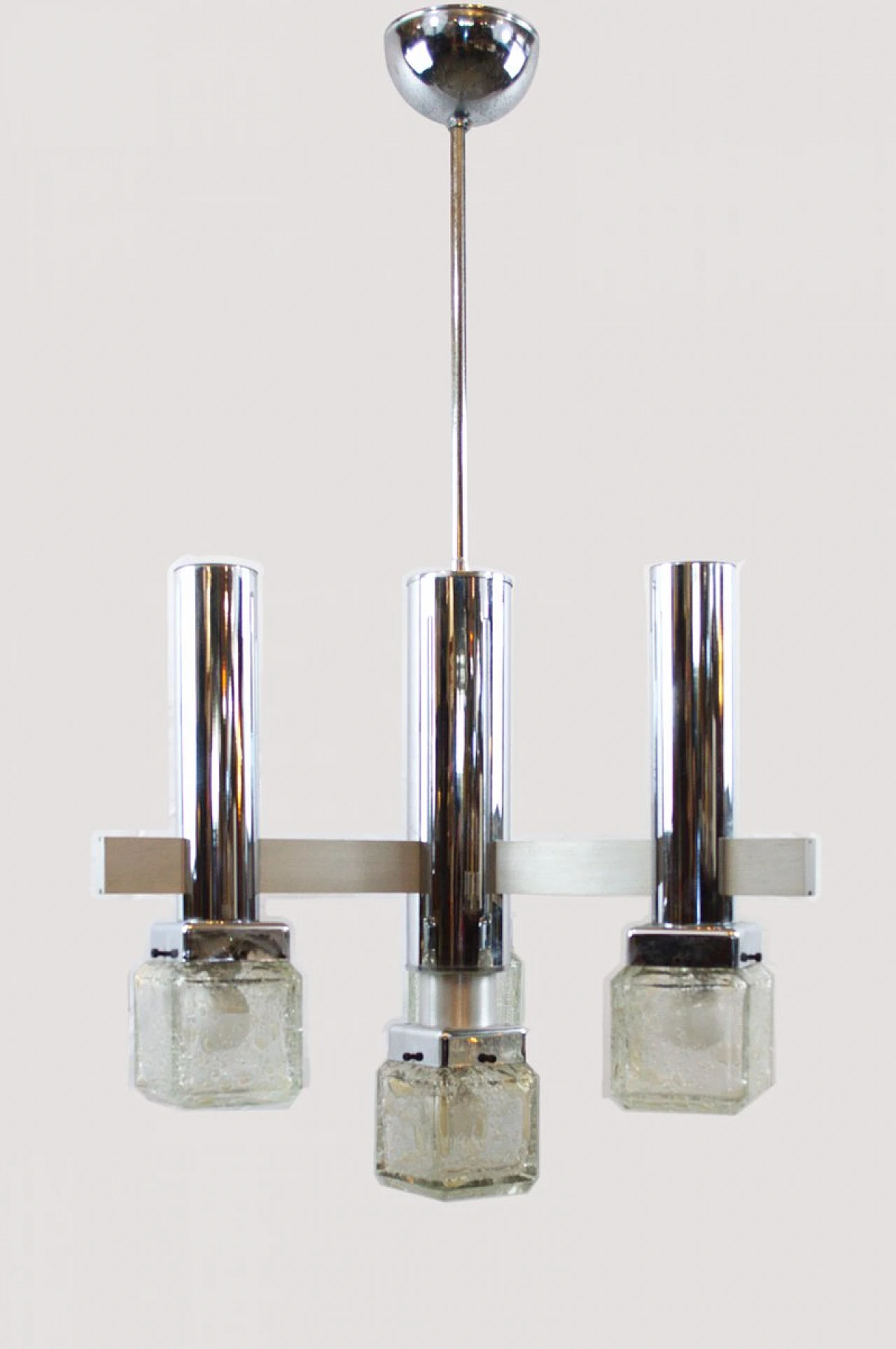 Sciolari-style chandelier with pulegoso glass cubes, 1970s 3