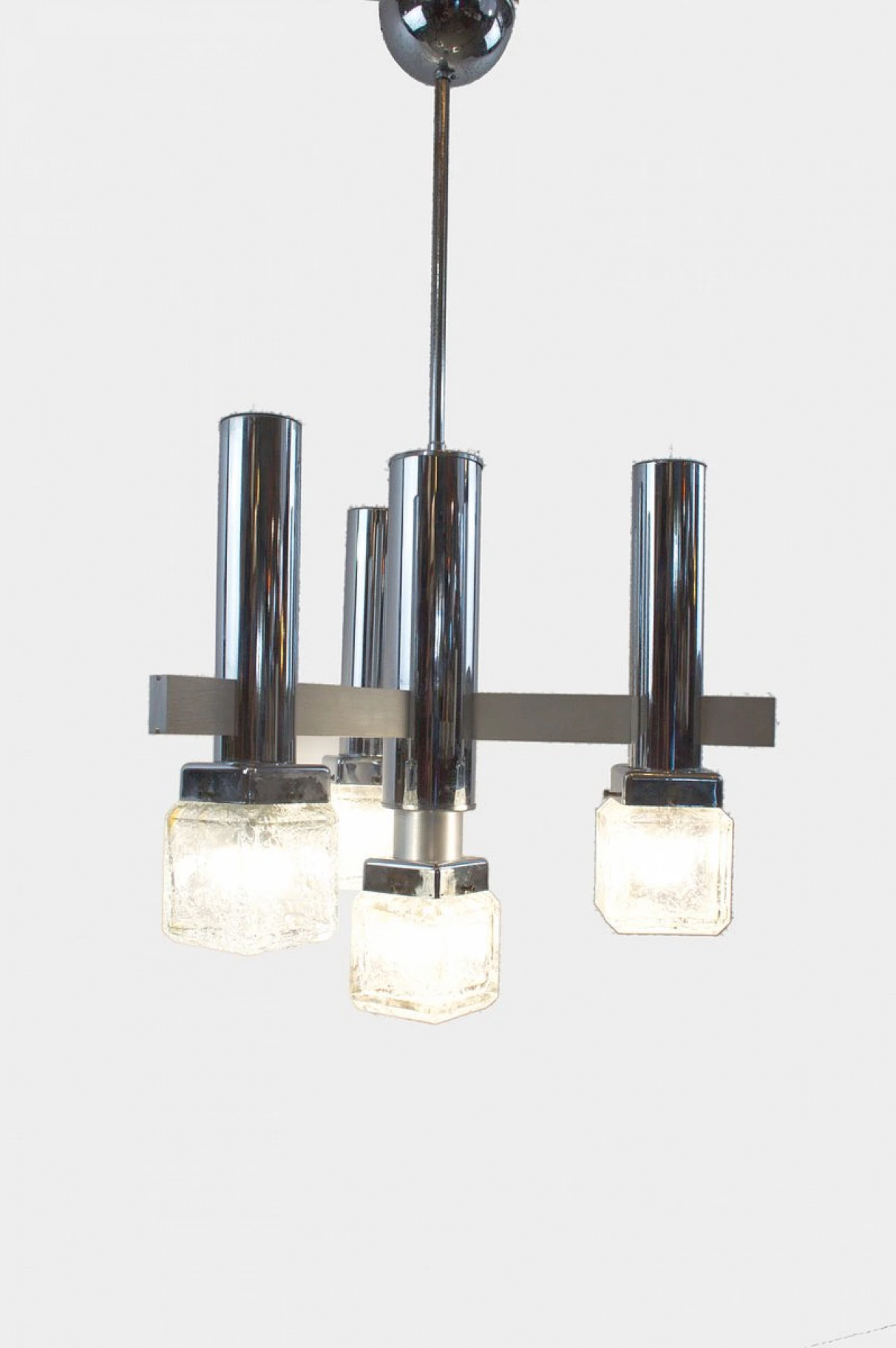 Sciolari-style chandelier with pulegoso glass cubes, 1970s 4