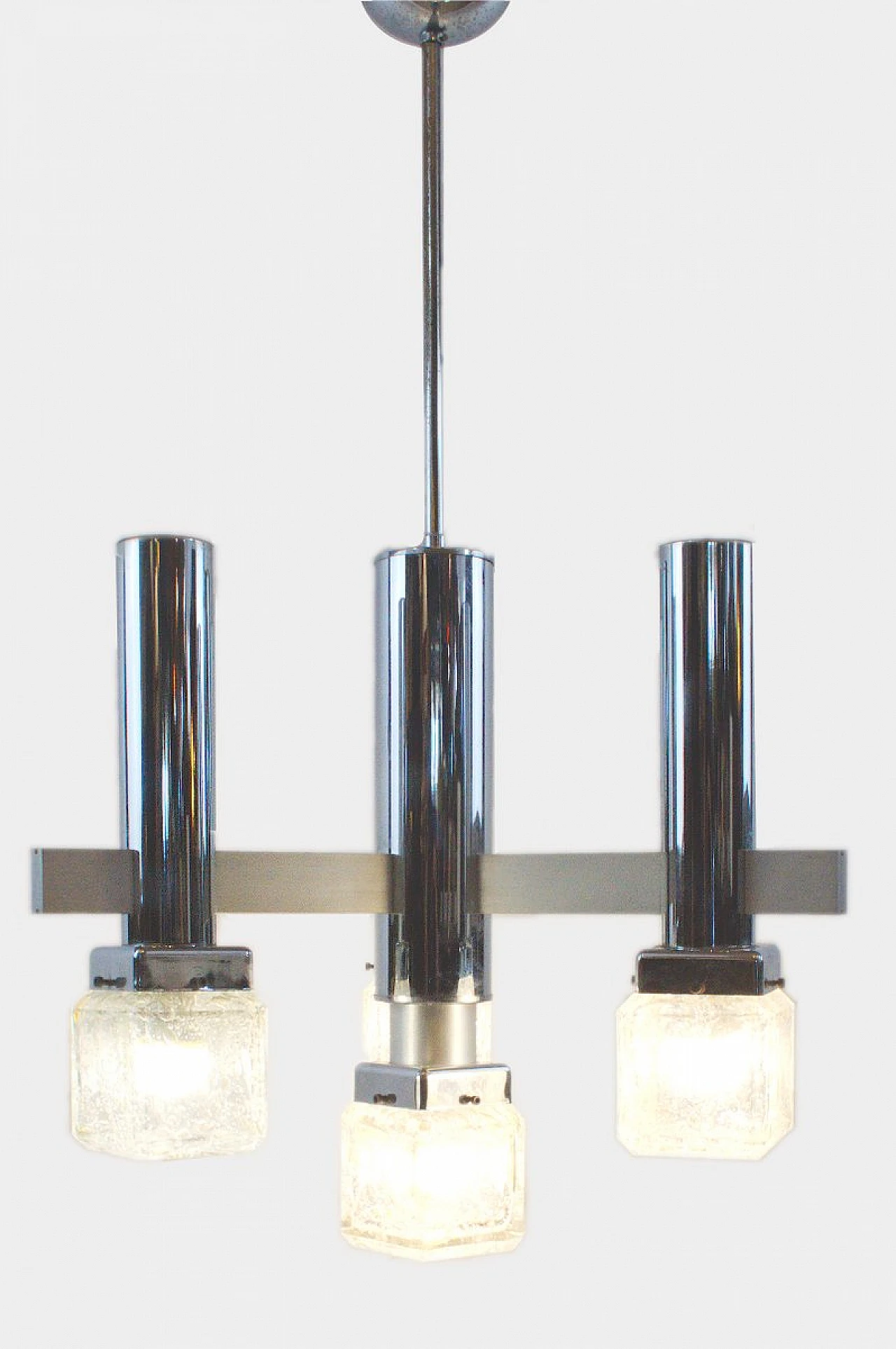 Sciolari-style chandelier with pulegoso glass cubes, 1970s 6