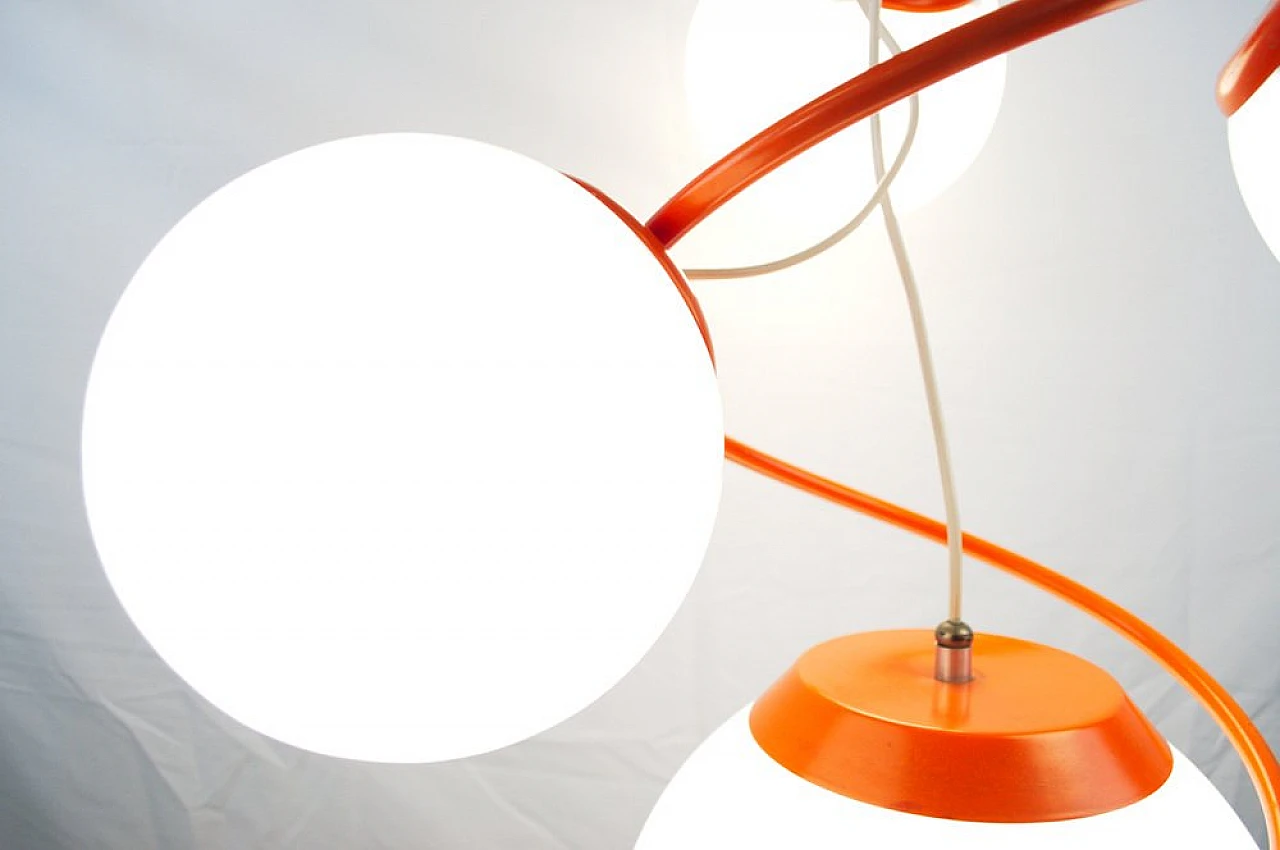 Orange and white chandelier in the style of Gino Sarfatti, 1970s 6