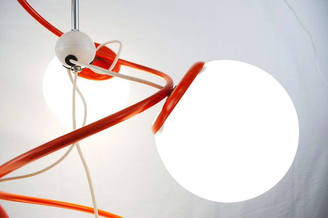 Orange and white chandelier in the style of Gino Sarfatti, 1970s 7