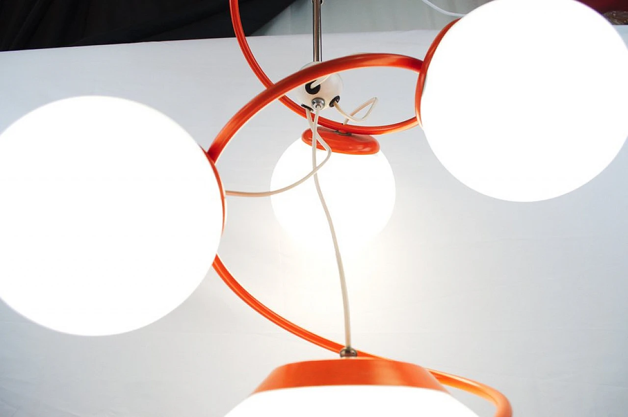 Orange and white chandelier in the style of Gino Sarfatti, 1970s 11