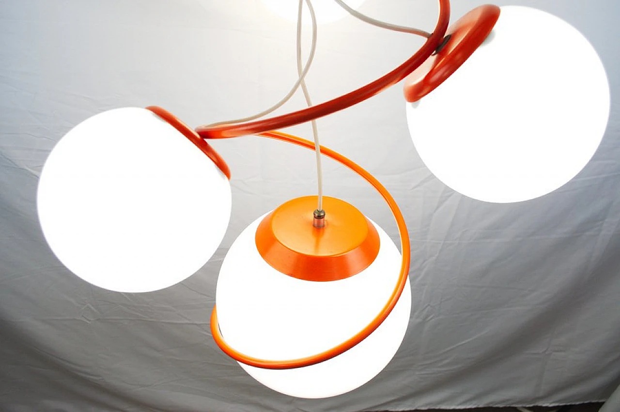 Orange and white chandelier in the style of Gino Sarfatti, 1970s 14